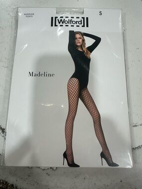 Wolford Madeline White Fishnet Tights Size Small